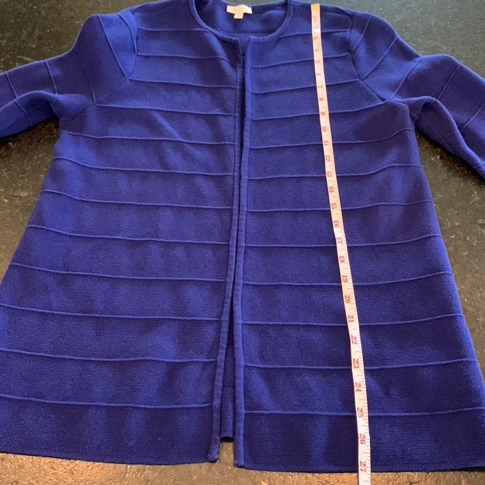 Talbots open front long line cobalt blue cardigan